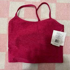 Beyond Yoga Cranberry Heather Spacedye Slim Racerback Cropped Tank XS NWT